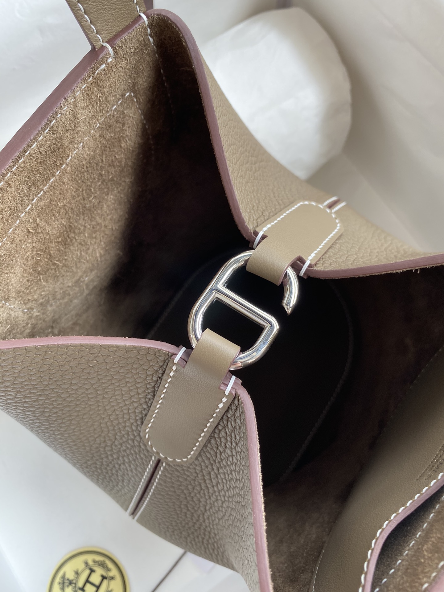 Hermes In The Loop 18 Bag In Etoupe Clemence Leather